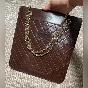 Brown Chanel CC Chain Tote Bag